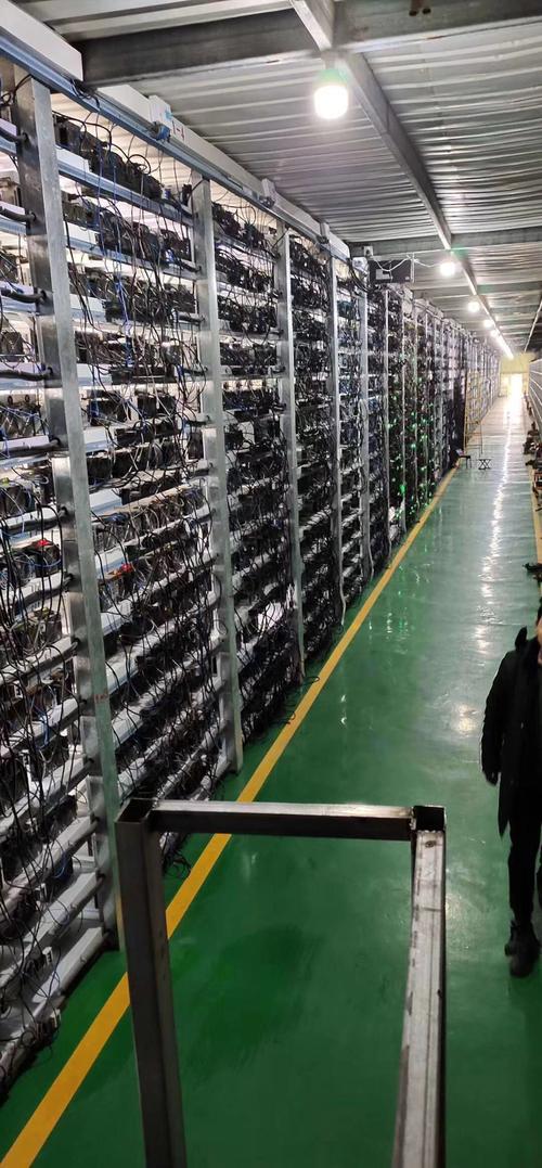 Cryptocurrency mining farm hosting a variety of mining rigs